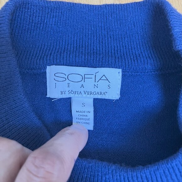 SOFIA JEANS/ Blue/ Cold shoulders/ Knit long sleeve sweater/ Size US S - Picture 4 of 6